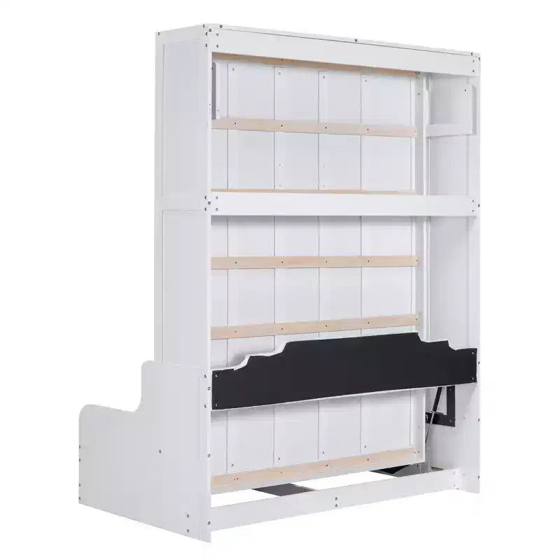 Lit escamotable Queen Size Whisen, se replie en armoire avec coussin, facile à utiliser