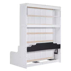 Lit escamotable Queen Size Whisen, se replie en armoire avec coussin, facile à utiliser