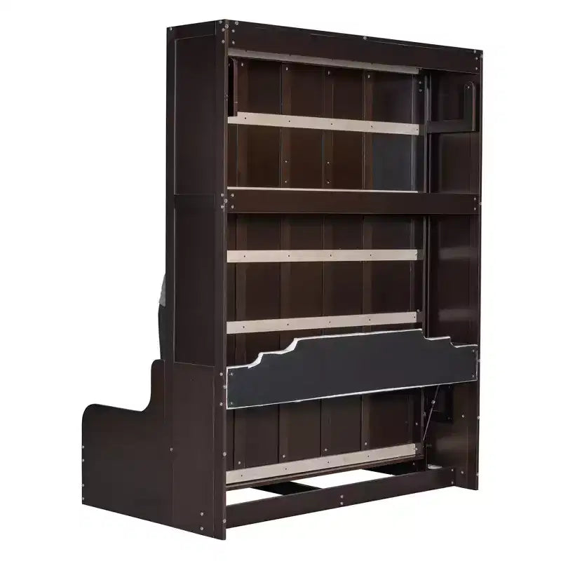Lit escamotable Queen Size Whisen, se replie en armoire avec coussin, facile à utiliser