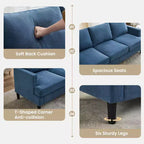 Canapé Hyleory 3 places au design simple – Canapé moderne en tissu avec cadre en bois et coussins confortables