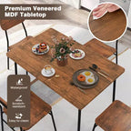 Ensemble table et 4 chaises de cuisine carrées Costway 5 pièces en bois avec étagère de rangement à cadre métallique