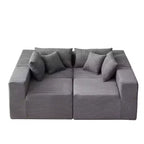 Canapé d'angle modulable en velours côtelé de 2,64 m, ensemble canapé de sol de luxe, meuble rembourré d'intérieur