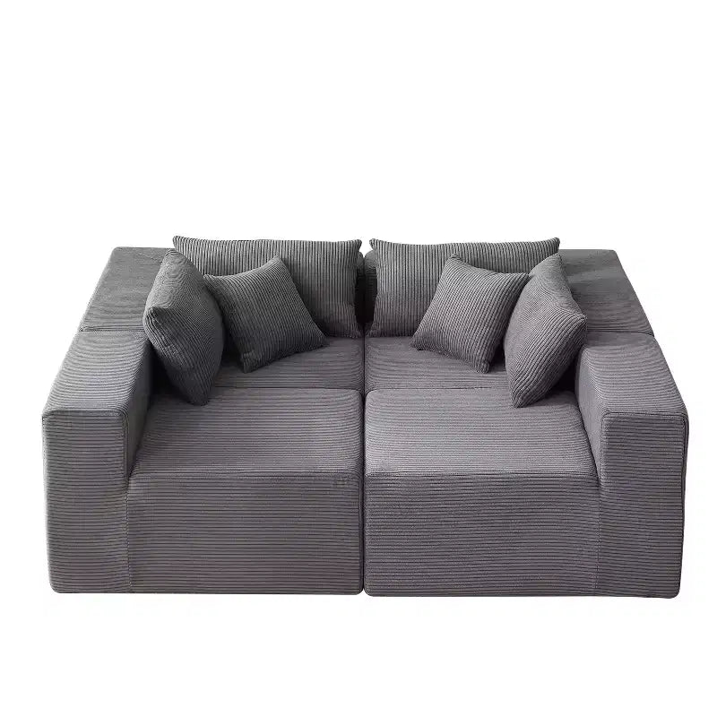 Canapé d'angle modulable en velours côtelé de 2,64 m, ensemble canapé de sol de luxe, meuble rembourré d'intérieur