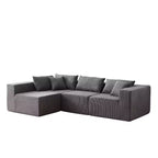 Canapé d'angle modulable en velours côtelé de 2,64 m, ensemble canapé de sol de luxe, meuble rembourré d'intérieur