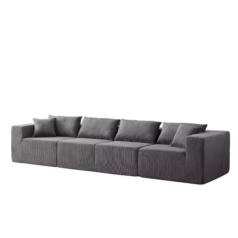 Canapé d'angle modulable en velours côtelé de 2,64 m, ensemble canapé de sol de luxe, meuble rembourré d'intérieur