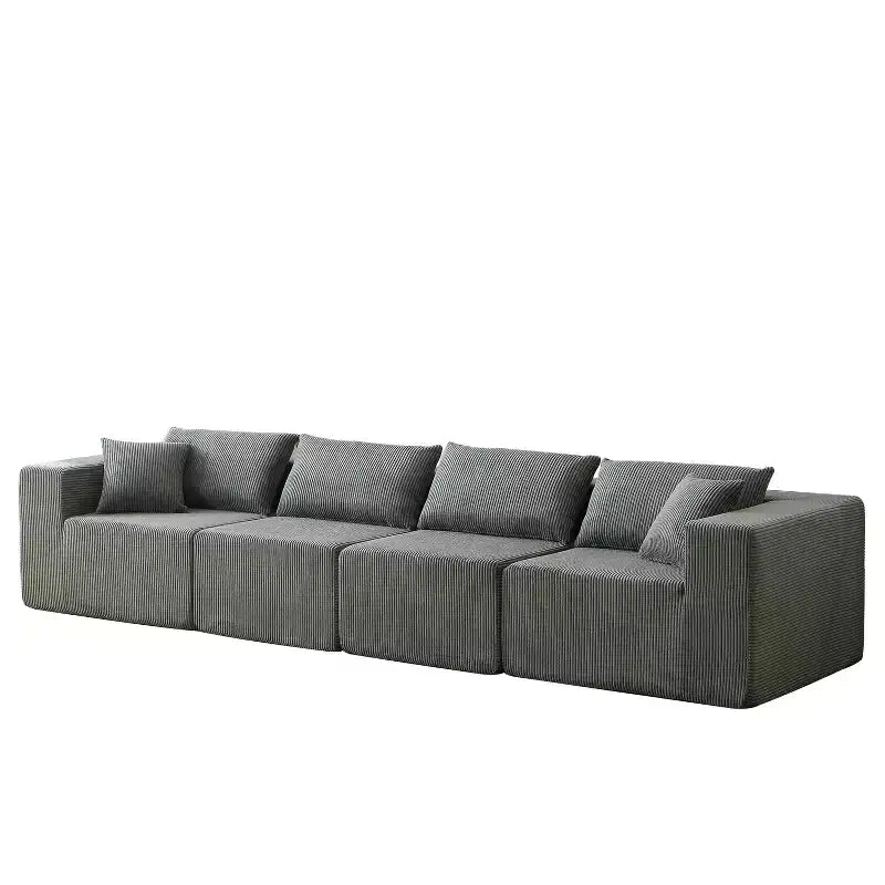 Canapé d'angle modulable en velours côtelé de 2,64 m, ensemble canapé de sol de luxe, meuble rembourré d'intérieur