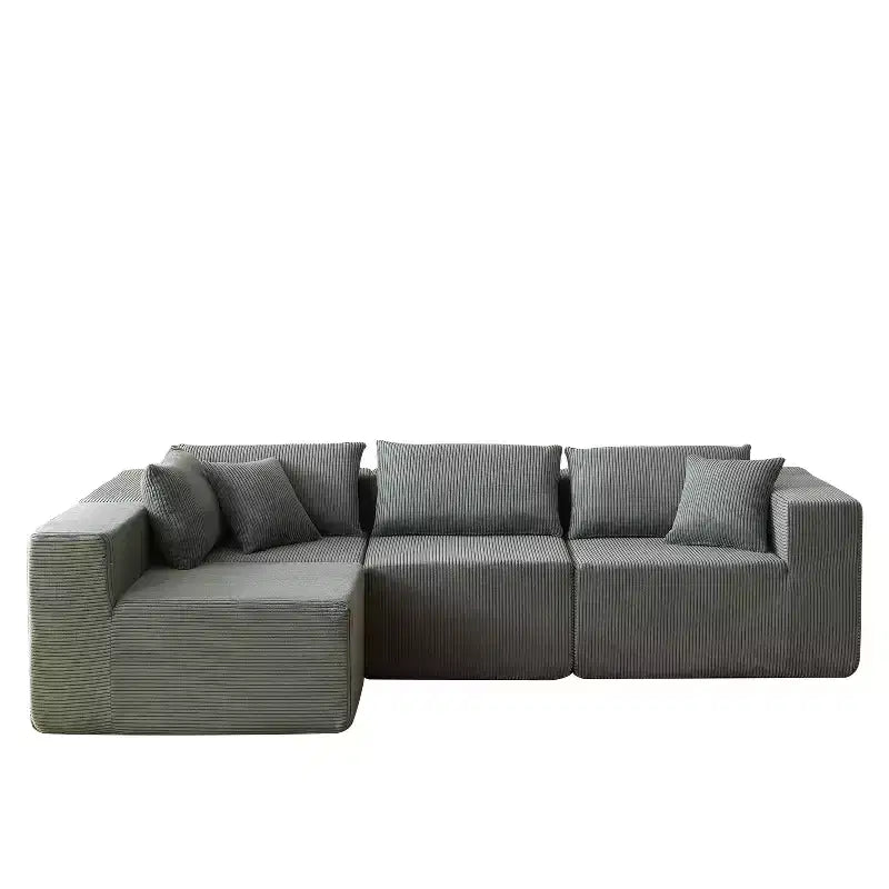 Canapé d'angle modulable en velours côtelé de 2,64 m, ensemble canapé de sol de luxe, meuble rembourré d'intérieur