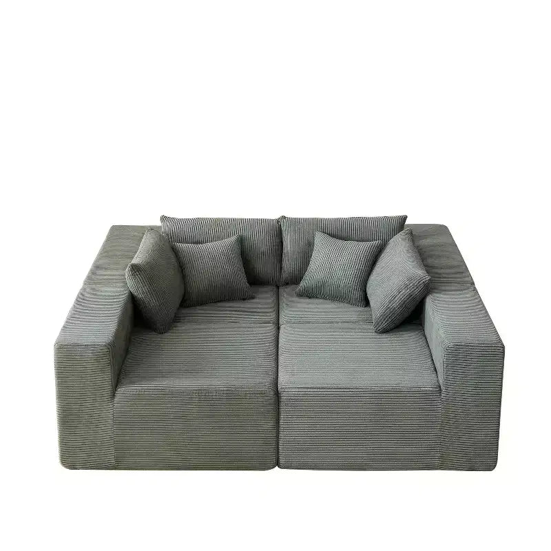 Canapé d'angle modulable en velours côtelé de 2,64 m, ensemble canapé de sol de luxe, meuble rembourré d'intérieur