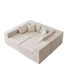 Canapé d'angle modulable en velours côtelé de 2,64 m, ensemble canapé de sol de luxe, meuble rembourré d'intérieur