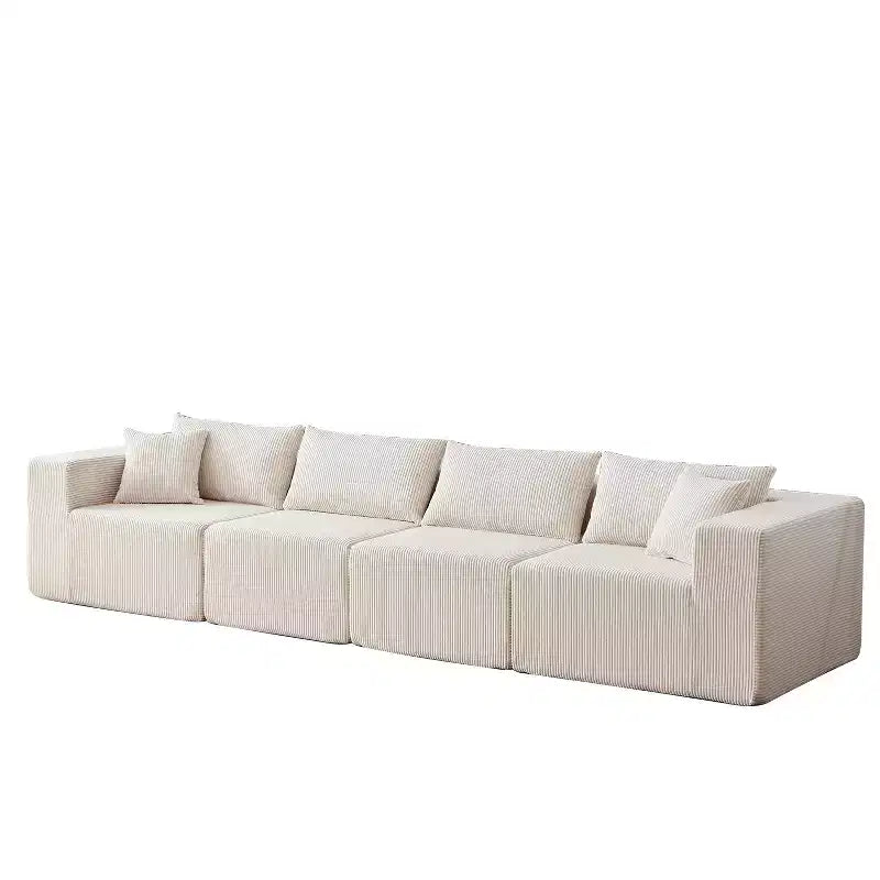 Canapé d'angle modulable en velours côtelé de 2,64 m, ensemble canapé de sol de luxe, meuble rembourré d'intérieur
