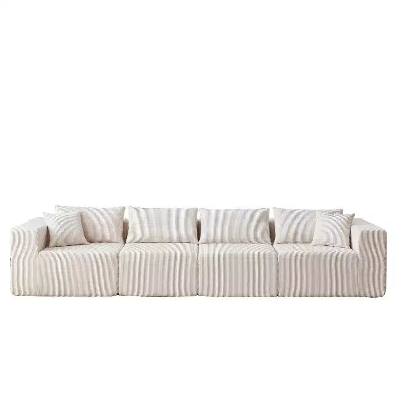 Canapé d'angle modulable en velours côtelé de 2,64 m, ensemble canapé de sol de luxe, meuble rembourré d'intérieur