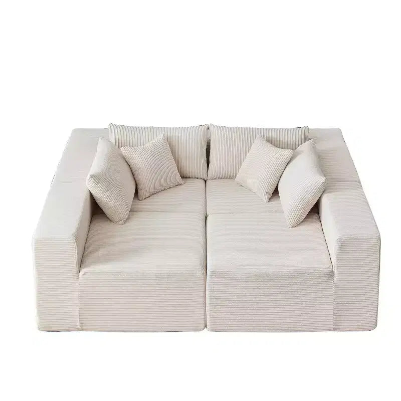 Canapé d'angle modulable en velours côtelé de 2,64 m, ensemble canapé de sol de luxe, meuble rembourré d'intérieur