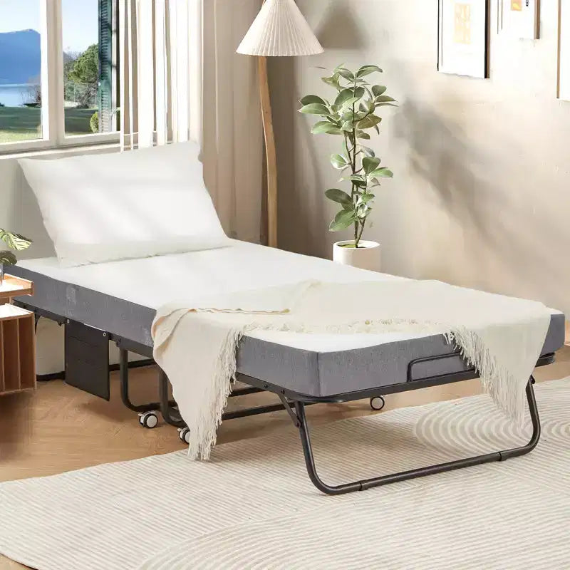 Lit pliant EROMMY, lit pliant 96,5 cm de large avec matelas inclus, lit de repos