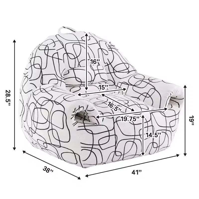 FERPIT Fauteuil poire rembourré en mousse haute densité, fauteuil pouf moelleux avec accoudoirs pour salon, chambre à coucher