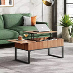 DEXYLLO Table basse relevable en bois pour salon avec rangement, plateau relevable, couvercle coulissant et 2 compartiments cachés, 103,9 cm, Noyer Chêne