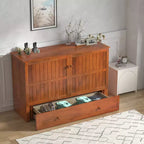 Lit escamotable Mjkone Queen Size avec chargement USB, tiroir de rangement et matelas