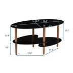 Table basse en verre Table basse ovale Table basse de salon moderne Table d'appoint avec plateau transparent/noir-ModernLuxe