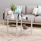 Table basse en verre Table basse ovale Table basse de salon moderne Table d'appoint avec plateau transparent/noir-ModernLuxe