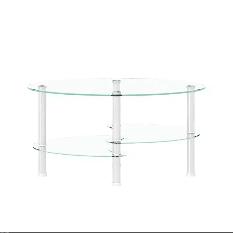 Table basse en verre Table basse ovale Table basse de salon moderne Table d'appoint avec plateau transparent/noir-ModernLuxe