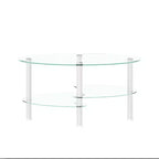 Table basse en verre Table basse ovale Table basse de salon moderne Table d'appoint avec plateau transparent/noir-ModernLuxe