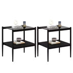 MAYEERTY Ensemble de 3 tables basses et tables d'appoint, Table en verre trempé avec couche en MDF, Tables modernes pour salon, Verre gris