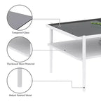 MAYEERTY Ensemble de 3 tables basses et tables d'appoint, Table en verre trempé avec couche en MDF, Tables modernes pour salon, Verre gris