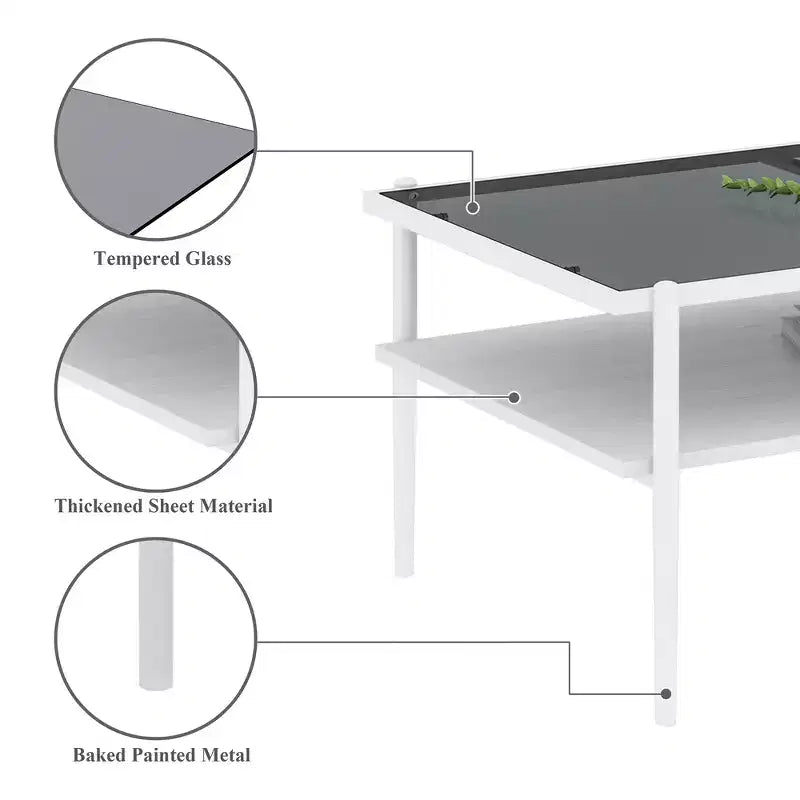 MAYEERTY Ensemble de 3 tables basses et tables d'appoint, Table en verre trempé avec couche en MDF, Tables modernes pour salon, Verre gris