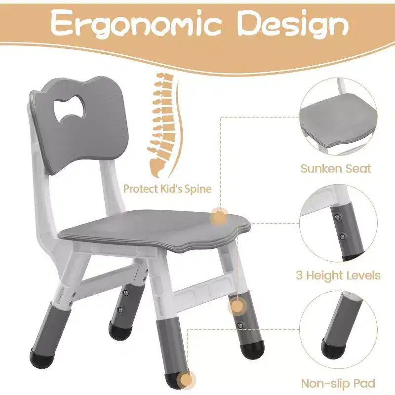 Ensemble Table et 6 Chaises pour Enfants avec Boîte de Rangement, Table et Chaises Réglables en Hauteur pour Enfants de 2 à 10 Ans, pour Garderie, Salle de Classe, Maison