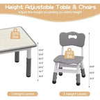Ensemble Table et 6 Chaises pour Enfants avec Boîte de Rangement, Table et Chaises Réglables en Hauteur pour Enfants de 2 à 10 Ans, pour Garderie, Salle de Classe, Maison