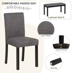 Ensemble de salle à manger 6 pièces avec banc et chaises, ensemble de table à manger pour 6 avec banc, ensemble de table à manger en bois pour cuisine, salle à manger