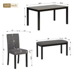 Ensemble de salle à manger 6 pièces avec banc et chaises, ensemble de table à manger pour 6 avec banc, ensemble de table à manger en bois pour cuisine, salle à manger