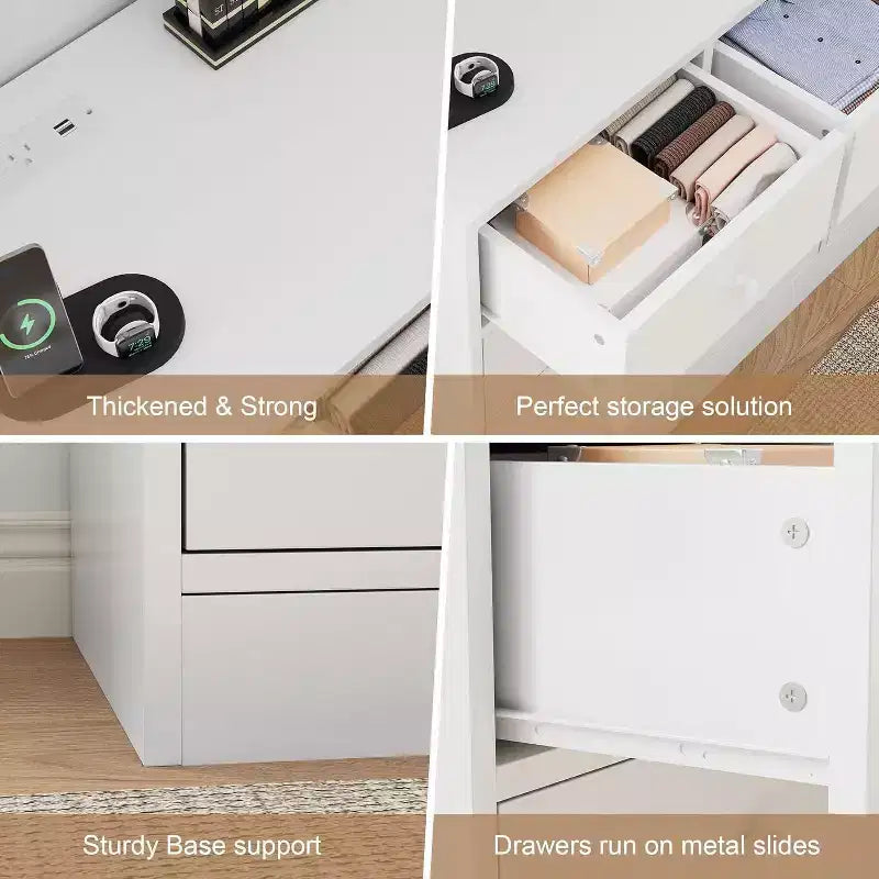 Commode à 12 tiroirs pour chambre à coucher, coffre en bois de 61 po avec prise de courant intégrée, grand organisateur de rangement pour vêtements, salon, couloir ou bureau
