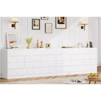 Commode à 12 tiroirs pour chambre à coucher, coffre en bois de 61 po avec prise de courant intégrée, grand organisateur de rangement pour vêtements, salon, couloir ou bureau