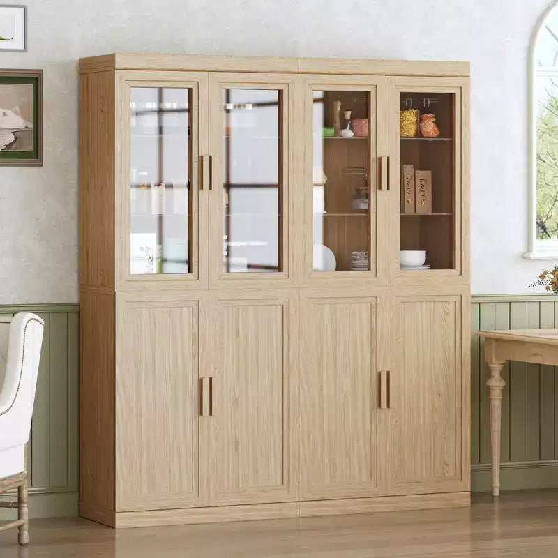 Armoire de rangement haute - Meuble de rangement avec portes vitrées pour cuisine, salle à manger