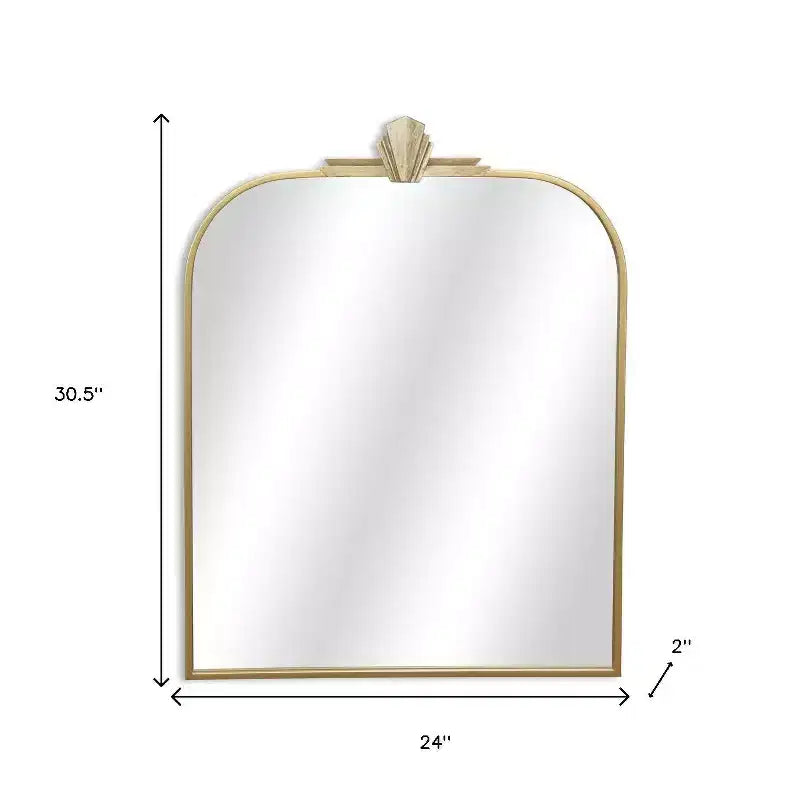 HomeRoots Miroir d'appoint en arc Art déco en métal doré 31