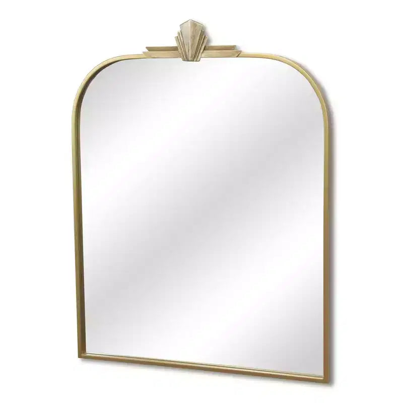 HomeRoots Miroir d'appoint en arc Art déco en métal doré 31