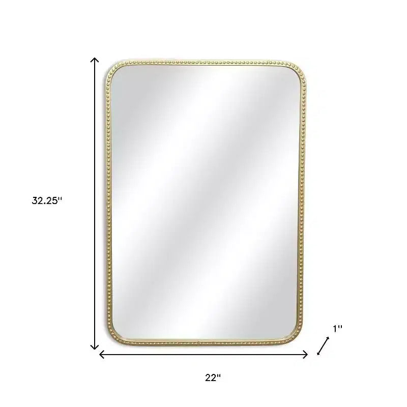Miroir d'appoint HomeRoots 32 en métal doré avec perles