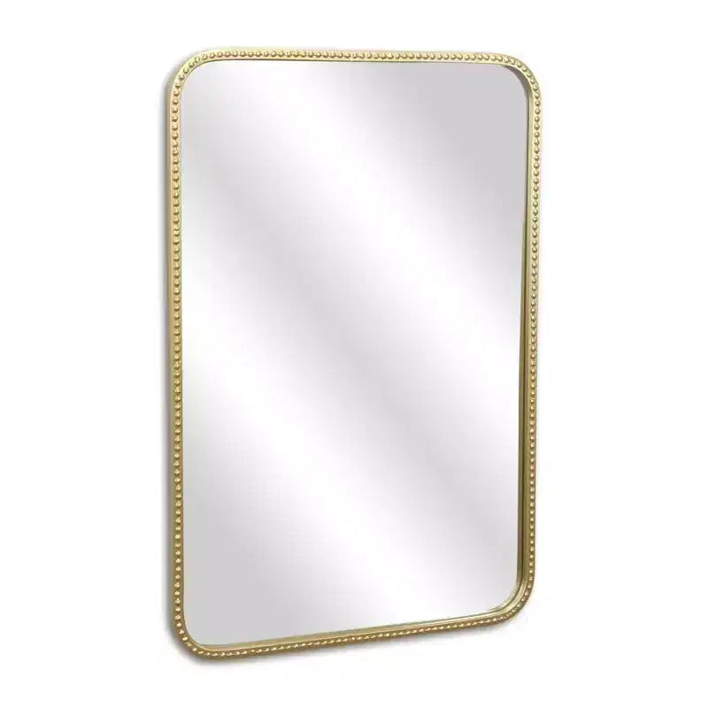 Miroir d'appoint HomeRoots 32 en métal doré avec perles
