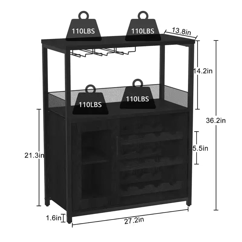 DobleePy Armoires de bar, armoires à vin, buffets, étagères réglables, adaptées aux petits meubles de bar dans les cuisines et les restaurants, couleur rétro