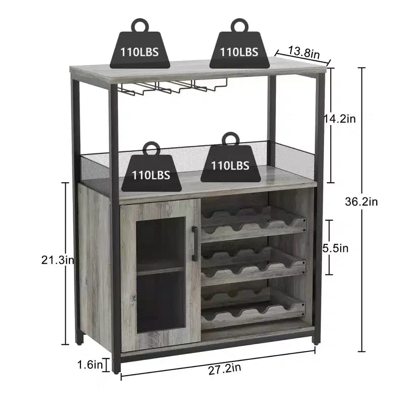 DobleePy Armoires de bar, armoires à vin, buffets, étagères réglables, adaptées aux petits meubles de bar dans les cuisines et les restaurants, couleur rétro