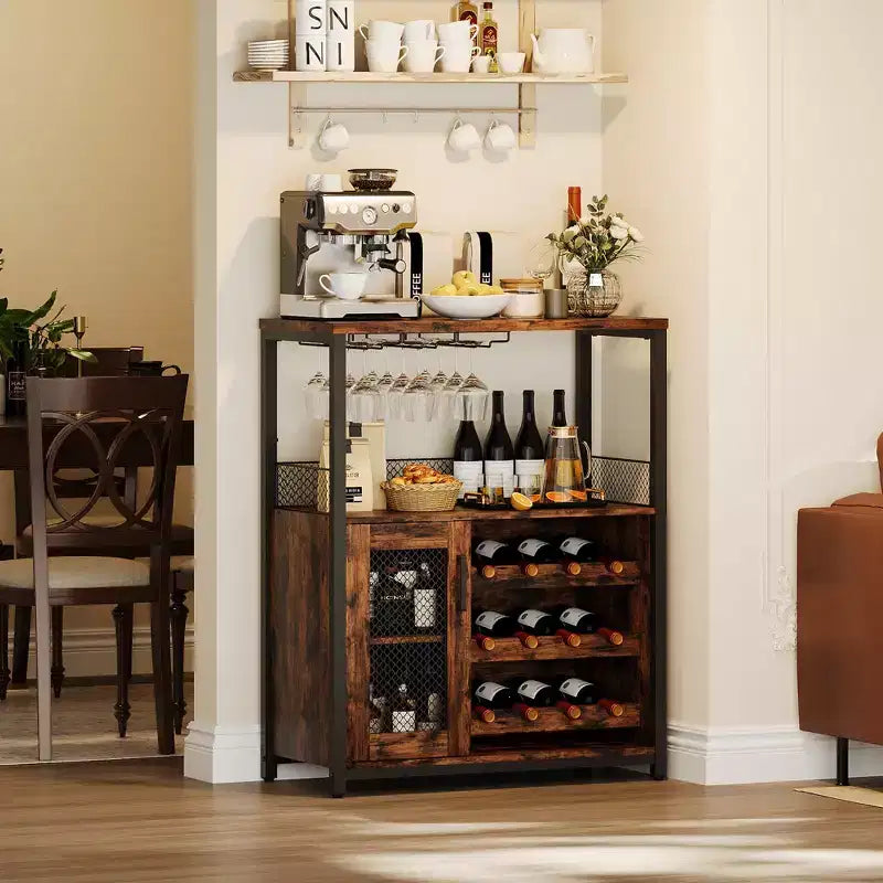 DobleePy Armoires de bar, armoires à vin, buffets, étagères réglables, adaptées aux petits meubles de bar dans les cuisines et les restaurants, couleur rétro