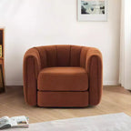 Fauteuil d'appoint pivotant Whisen pour salon, fauteuil confortable avec base latérale en bois, fauteuil d'appoint pivotant luxueux et rembourré