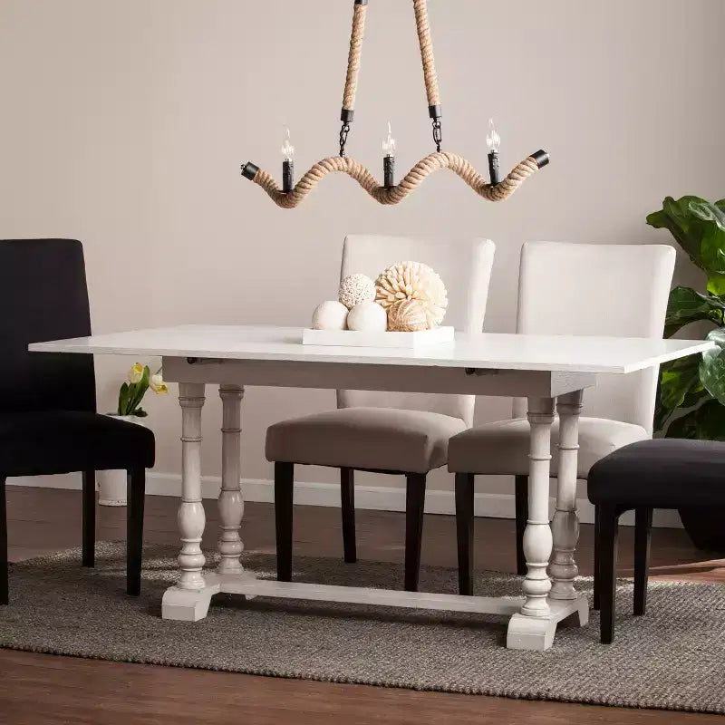 Console/Table de salle à manger pliante en tréteaux Edenderry Farmhouse - Blanc - SEI