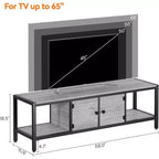 Meuble TV en bois de 58 pouces pour téléviseurs de 65 pouces, meuble de divertissement avec 2 armoires et étagères ouvertes, console multimédia de rangement pour salon