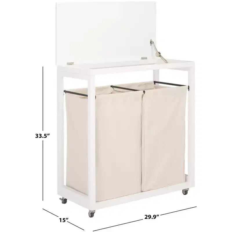 Panier à linge Leanna à roulettes - STG1900 - Blanc/Beige - Safavieh