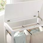Panier à linge Leanna à roulettes - STG1900 - Blanc/Beige - Safavieh