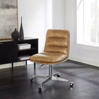 Chaise de bureau pivotante et réglable en cuir véritable Art Leon