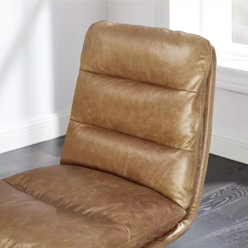 Chaise de bureau pivotante et réglable en cuir véritable Art Leon