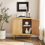 Buffet bas Art Leon moderne en bois avec portes décoratives texturées