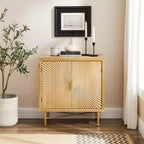 Buffet bas Art Leon moderne en bois avec portes décoratives texturées